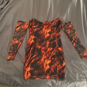 Fashion Nova Hazel Mesh Mini Dress -Red/combo